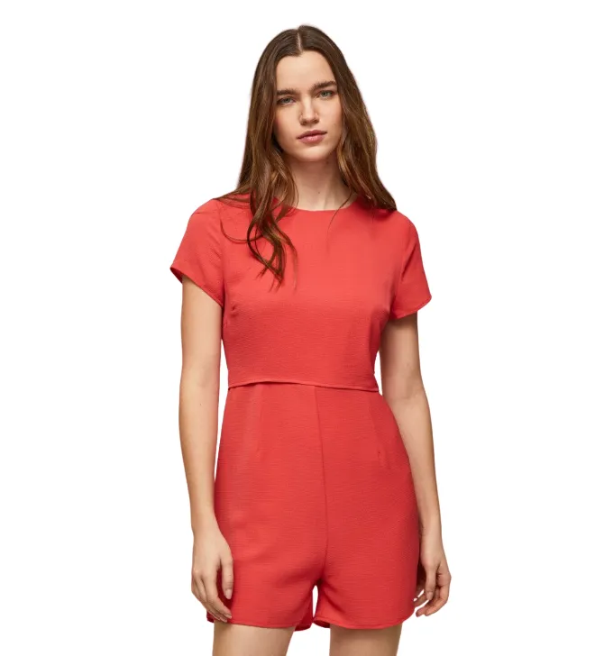 Pepe Jeans Women's casual short jumpsuit in crepe fabric Pernella PL230442 217 red 