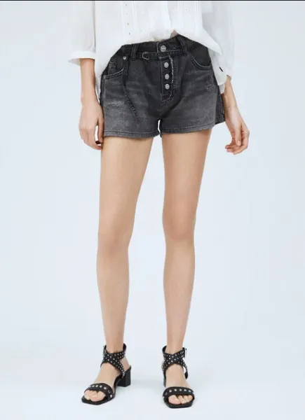 Pepe Jeans women's wide denim shorts Bonita Destroy PL800933 washed black