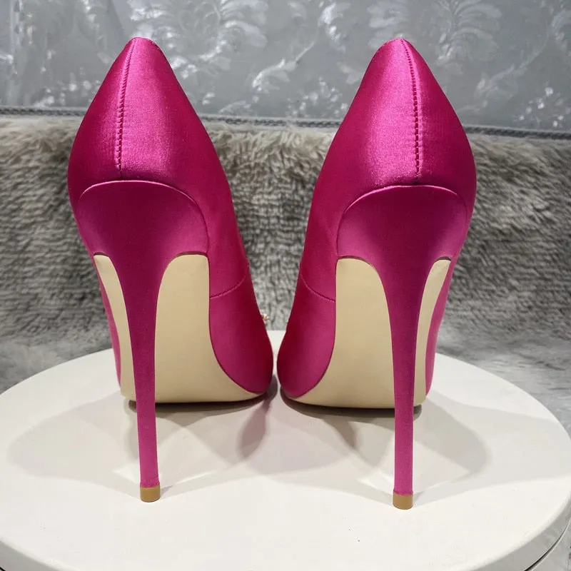 Rose Pink Satin High Heel