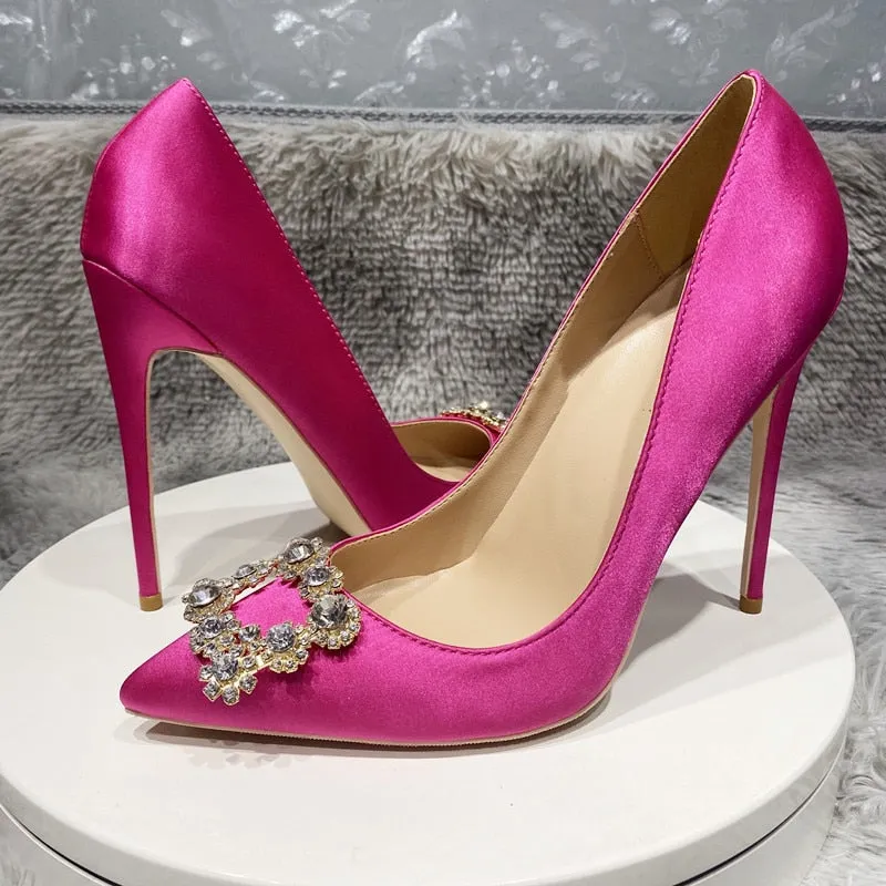 Rose Pink Satin High Heel