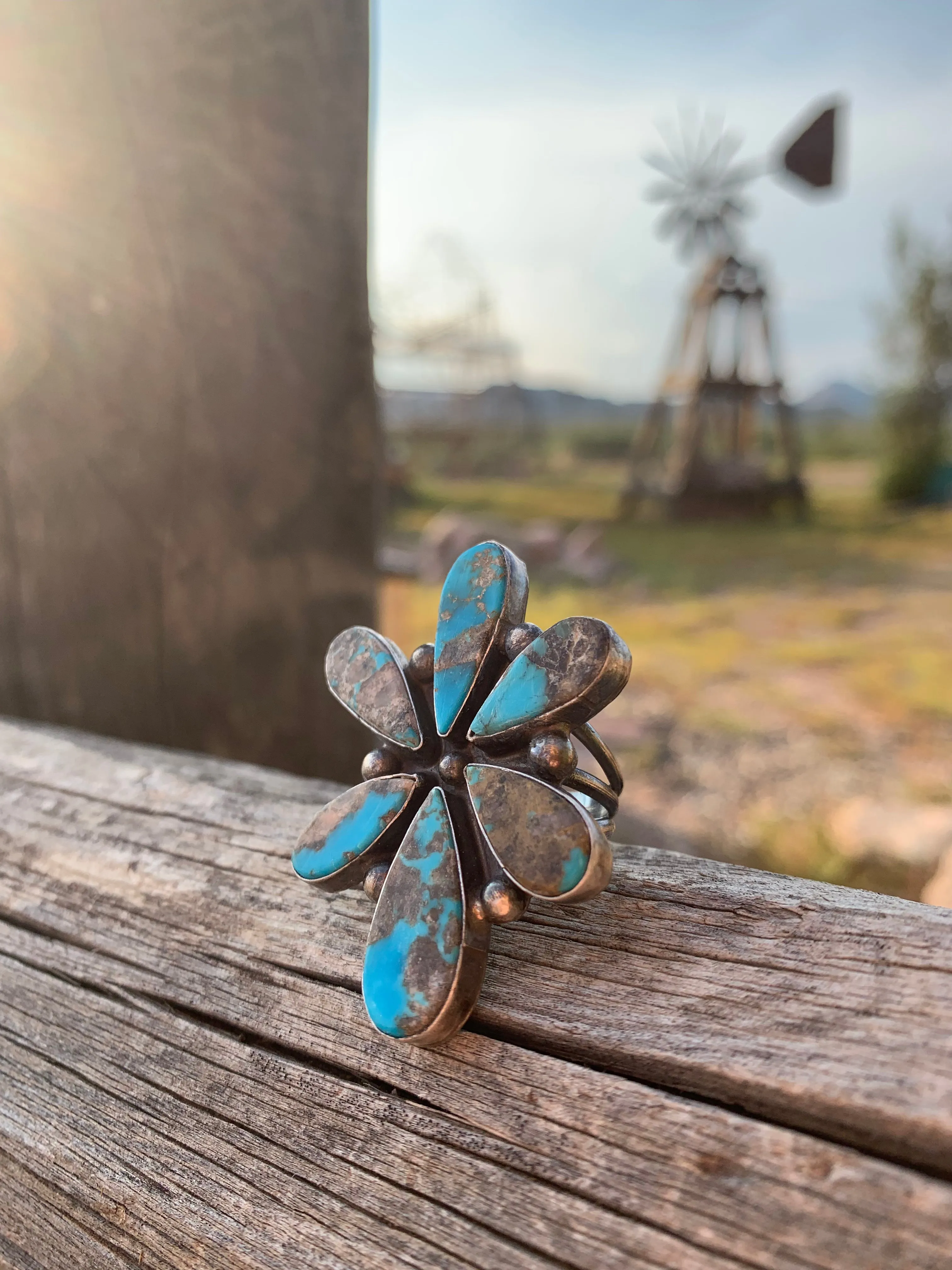 Rustic Turquoise ring size 8