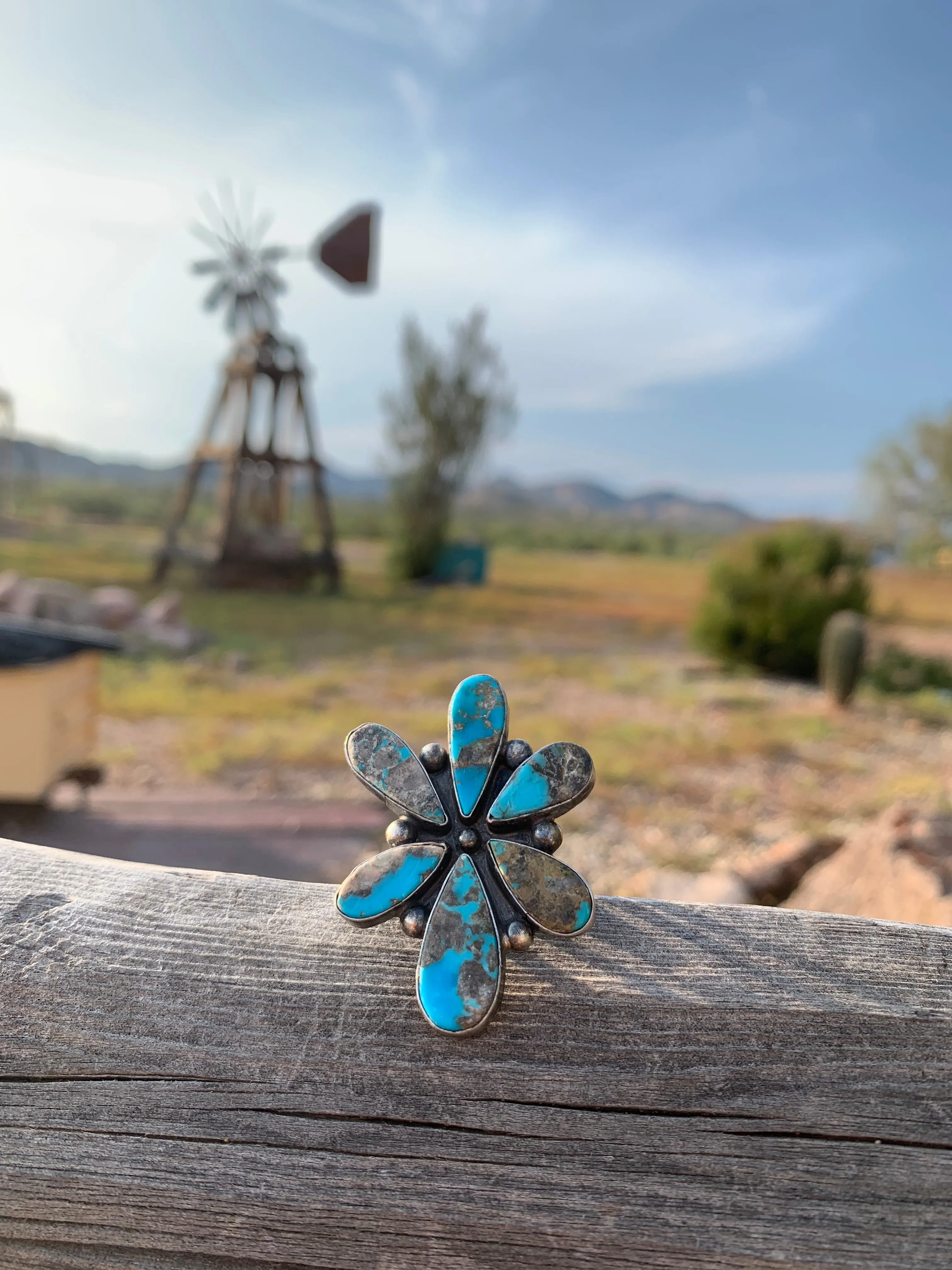 Rustic Turquoise ring size 8