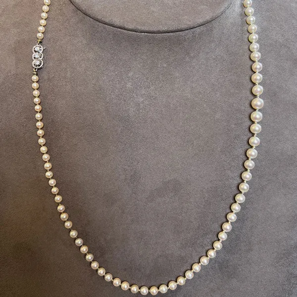 Single Strand Pearl Necklace, Matinee Length