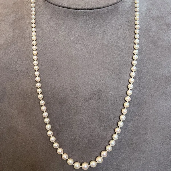 Single Strand Pearl Necklace, Matinee Length