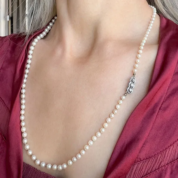 Single Strand Pearl Necklace, Matinee Length