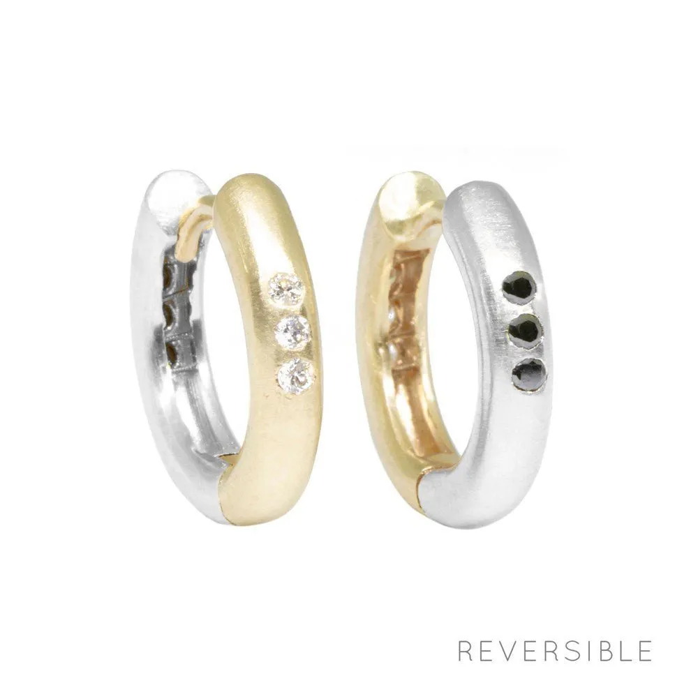 The Zen Yellow & White Gold 18k Reversible Huggies 22mm