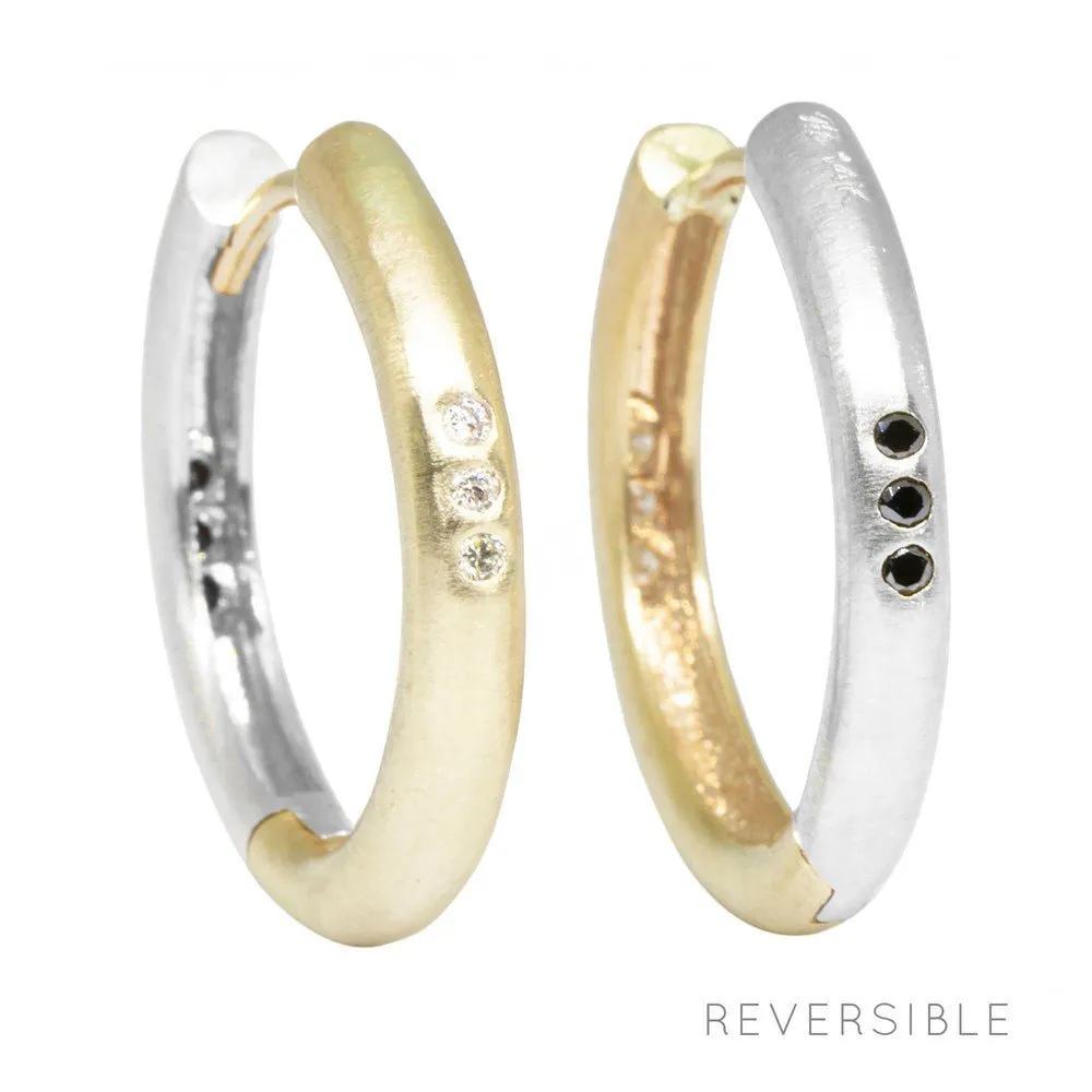 The Zen Yellow & White Gold 18k Reversible Huggies 22mm