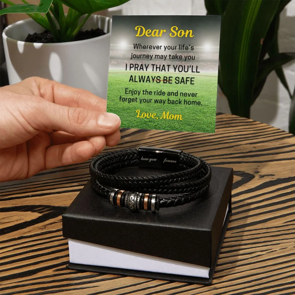 To Son From Mom Gift, I Pray that You'll Always be Safe, Love You Forever Bracelet