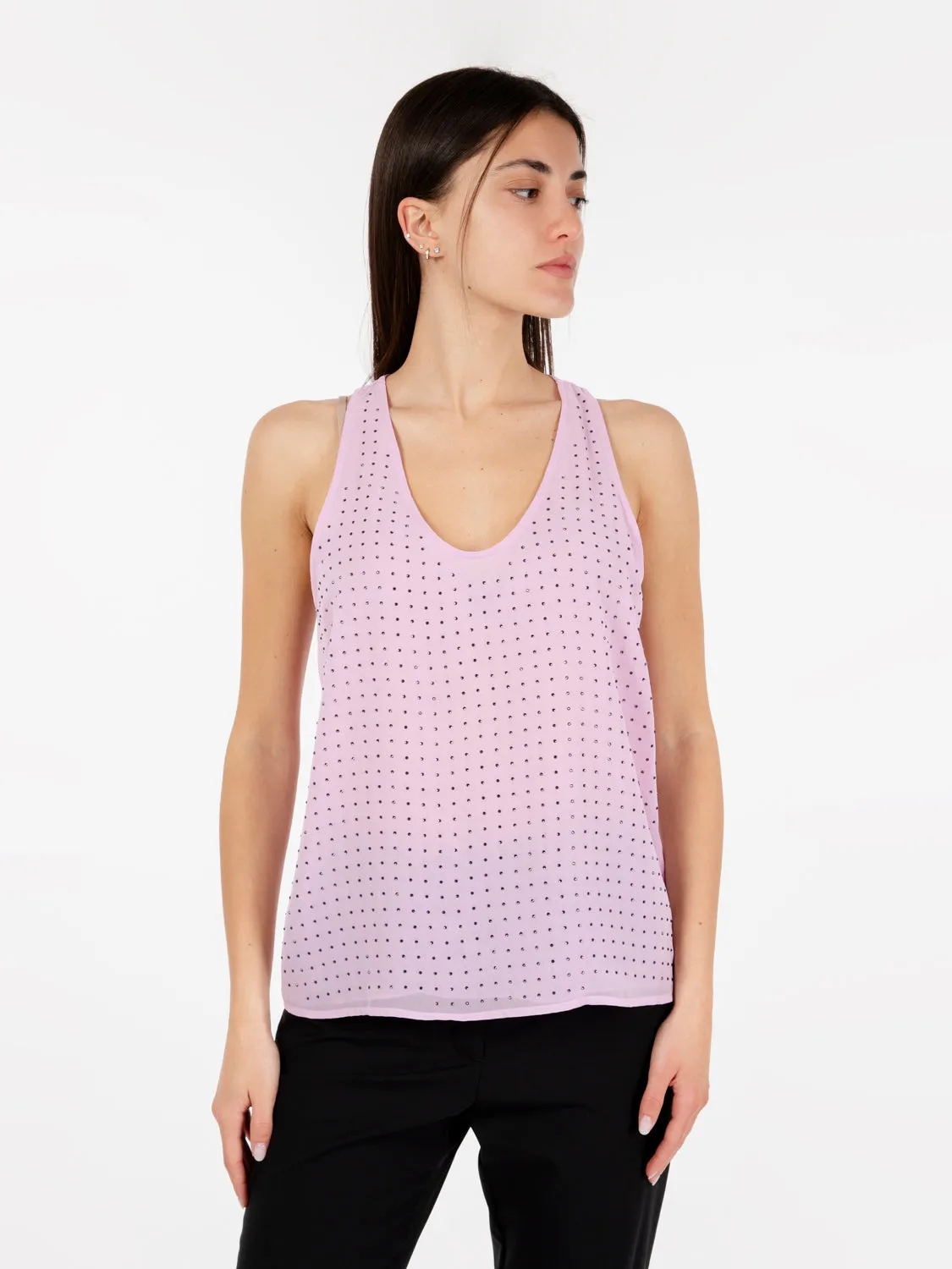 Top con strass iris lilac