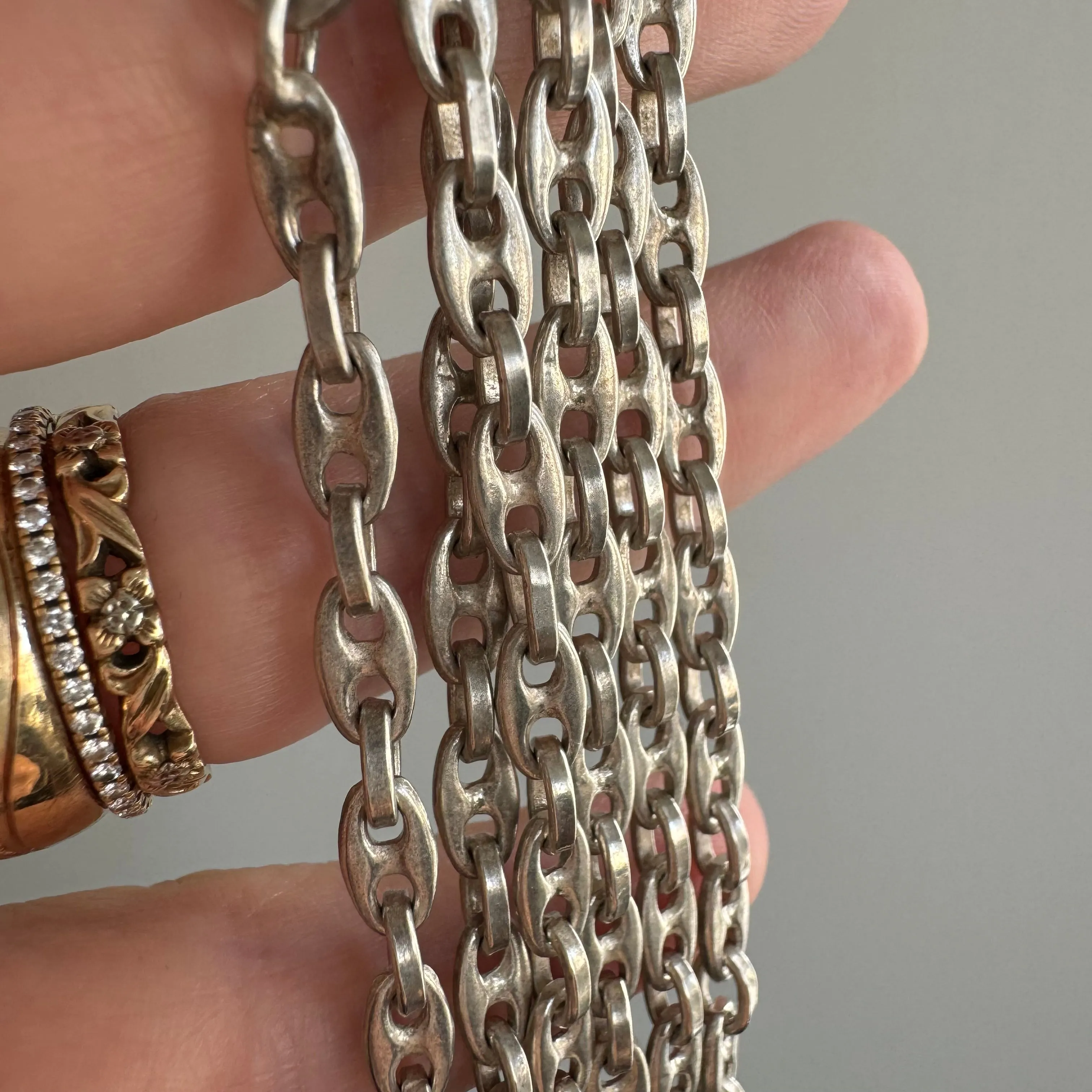 V I N T A G E // mariner cable / sterling silver gucci style mariner and cable link chain / 30.25, 26g