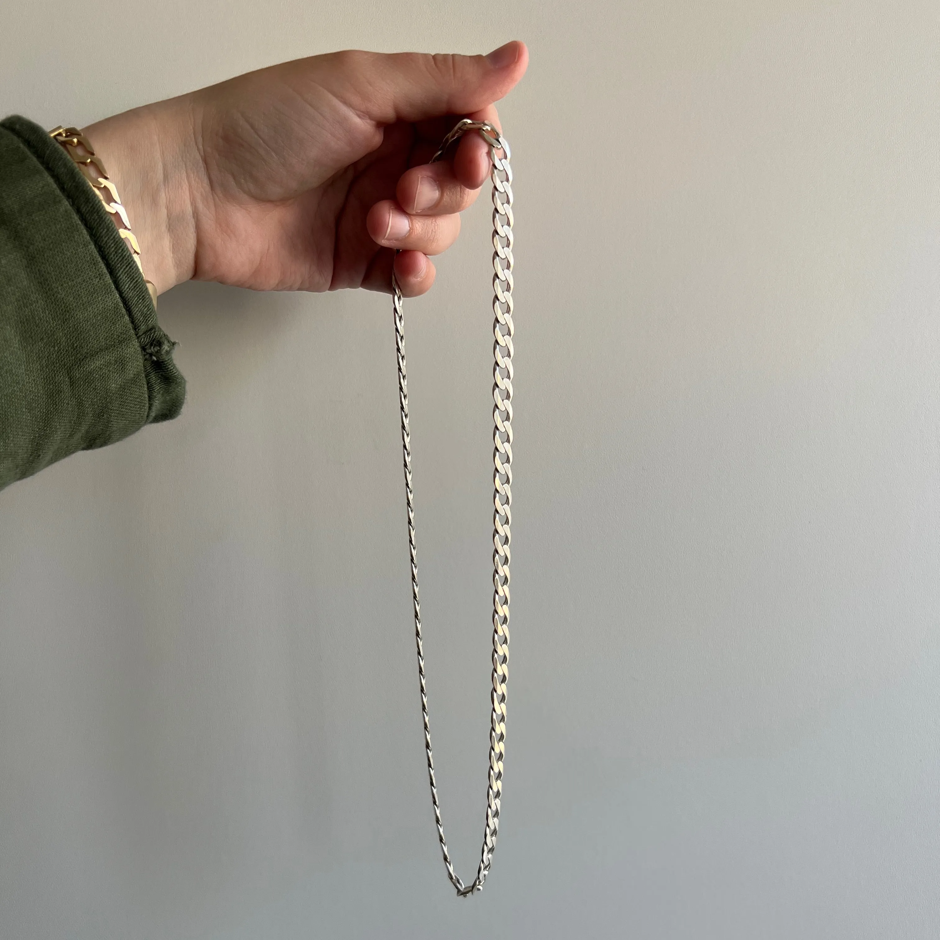 V I N T A G E // perfect curb / sterling silver chunky curb chain / 20, 31g