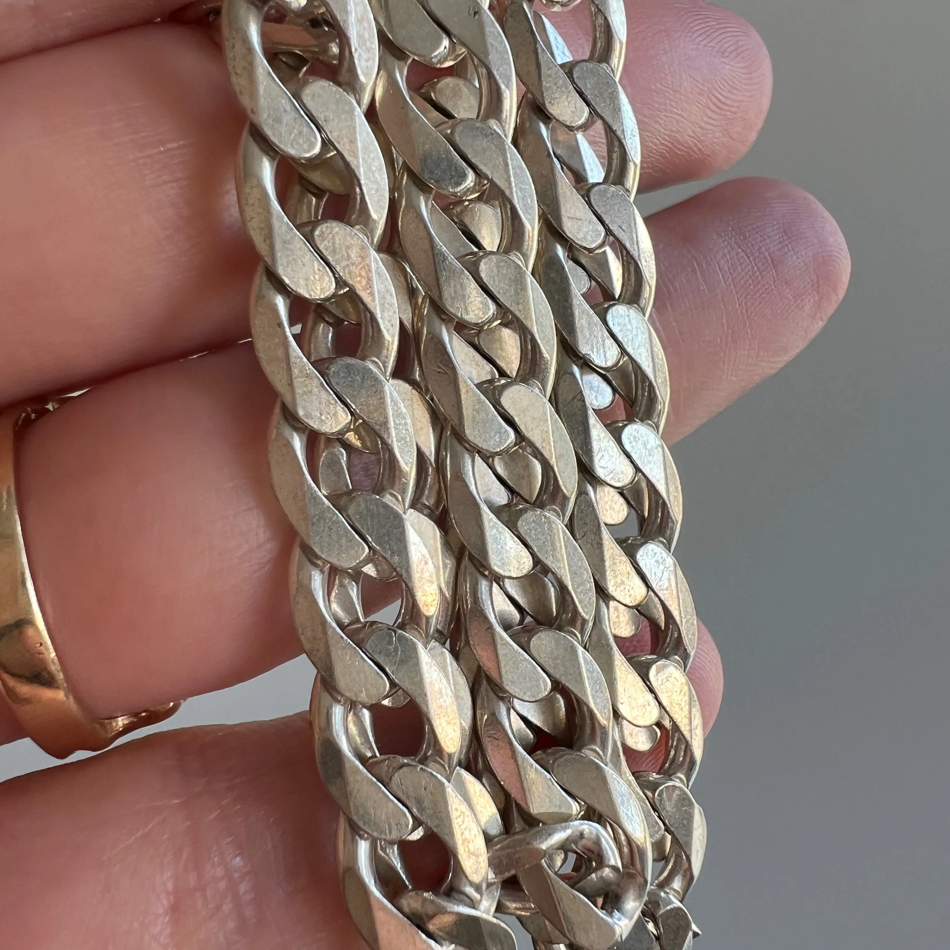 V I N T A G E // perfect curb / sterling silver chunky curb chain / 20, 31g