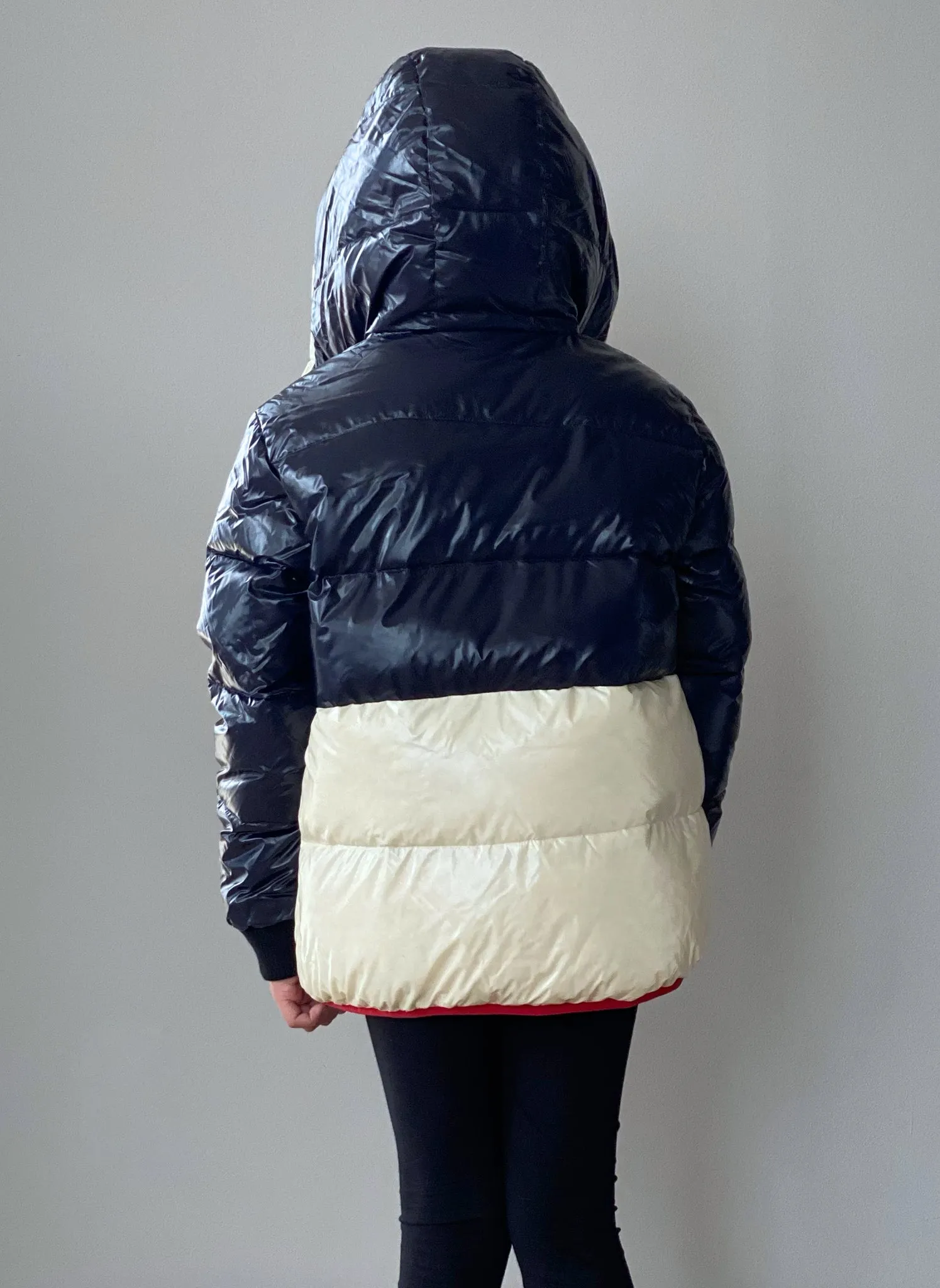 Vierra Rose Elios Colorblock Puffer in Dark Navy/Ivory