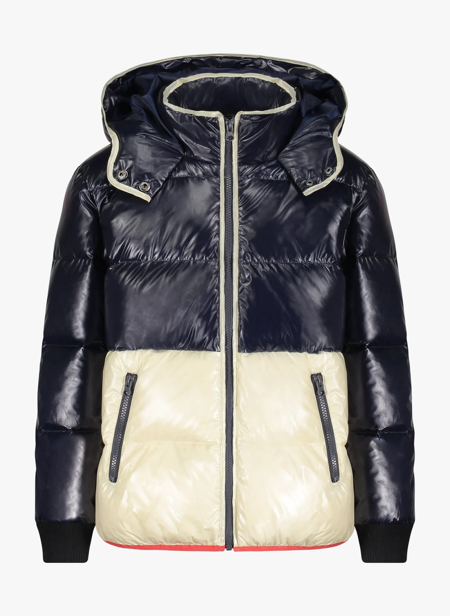 Vierra Rose Elios Colorblock Puffer in Dark Navy/Ivory