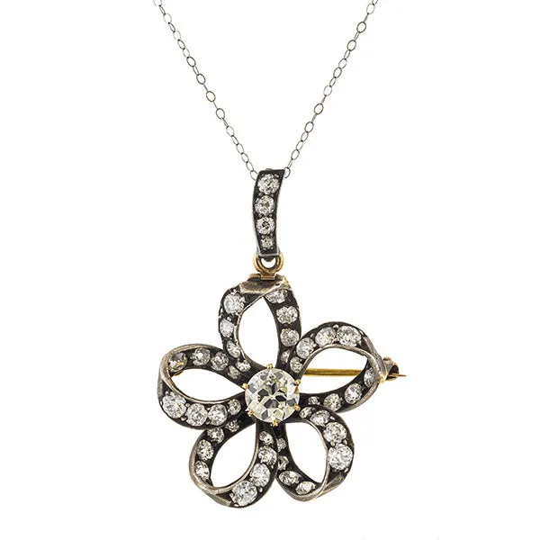 Vintage Diamond Bow Pin Pendant