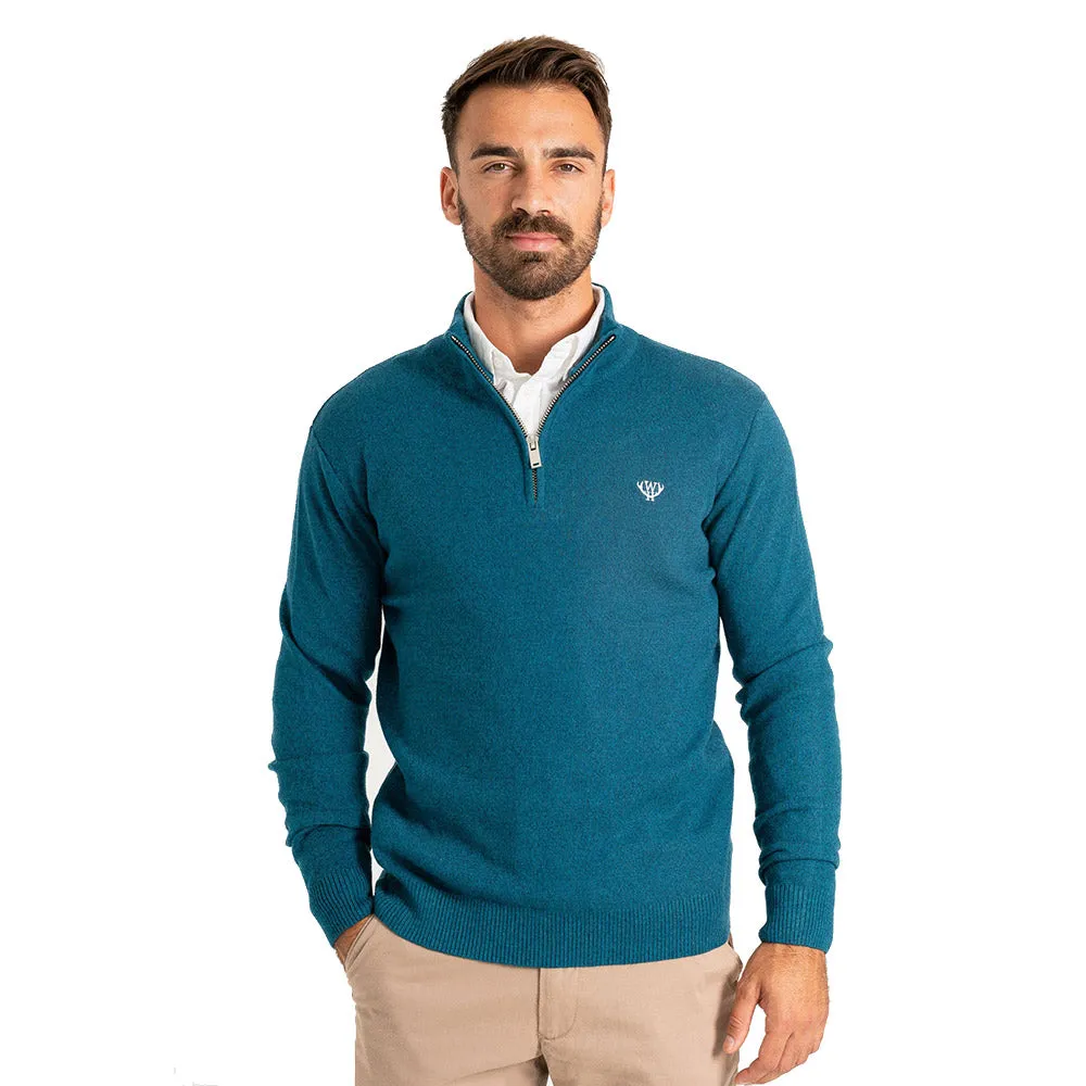 Walker & Hunt - Saxony Blue Knitted 1/4 Zip