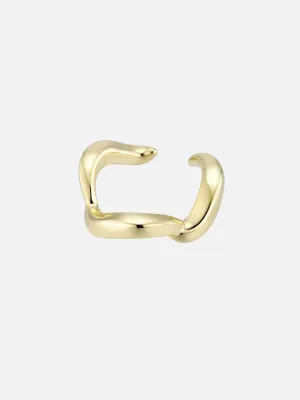 Wave Ear Cuff: Brass   18K Gold