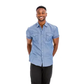 WEIV Light Denim Two Pocket Button Down Shirt